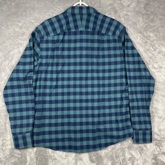 Untuckit Mens XL Wrinkle-Free Green & Navy Plaid Long Sleeve Button-Up Shirt - Picture 7 of 7